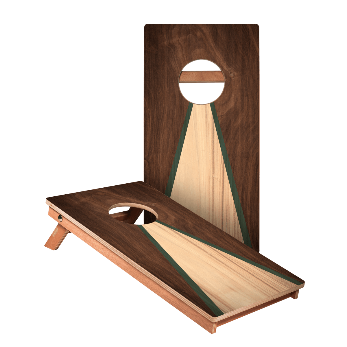 Classic Triangle Green Wood Backyard 1x2ft Cornhole Boards