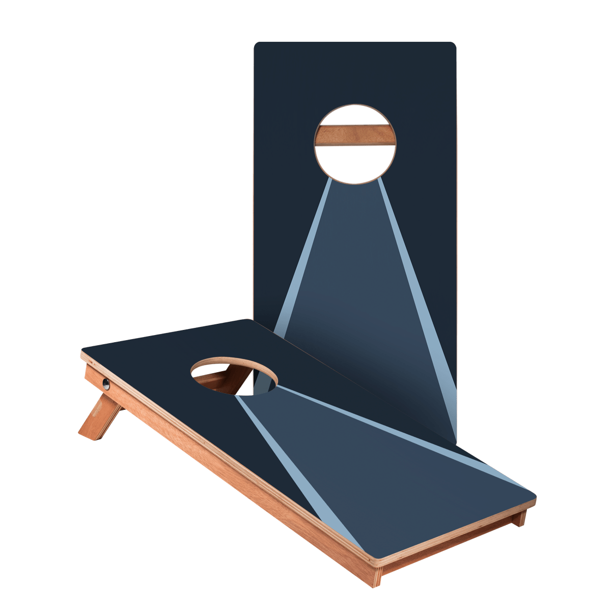 Classic Triangle Monotone Blue Backyard 1x2ft Cornhole Boards