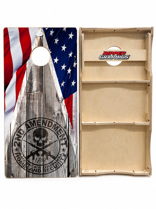 2nd Amendment Barnwood Cornhole Design