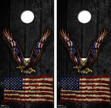 American Flag Eagle Distressed Cornhole Design
