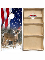American Flag Deer Cornhole Design
