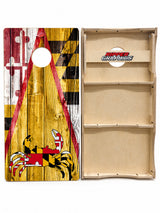 Maryland Crab Themed Barnwood Cornhole Design
