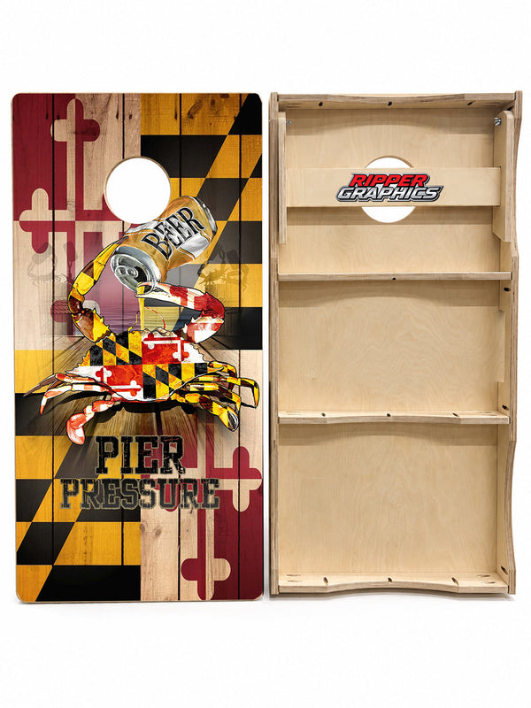 Maryland Beer Crab Flag Cornhole Design