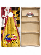 Maryland Flag American Flag Crab Barnwood Cornhole Design