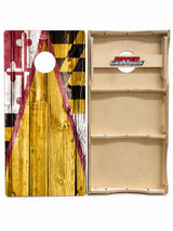 Maryland Themed Barnwood Cornhole Design