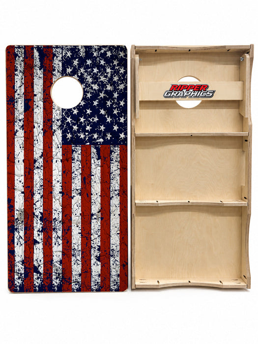 Distressed American Flag Cornhole Design