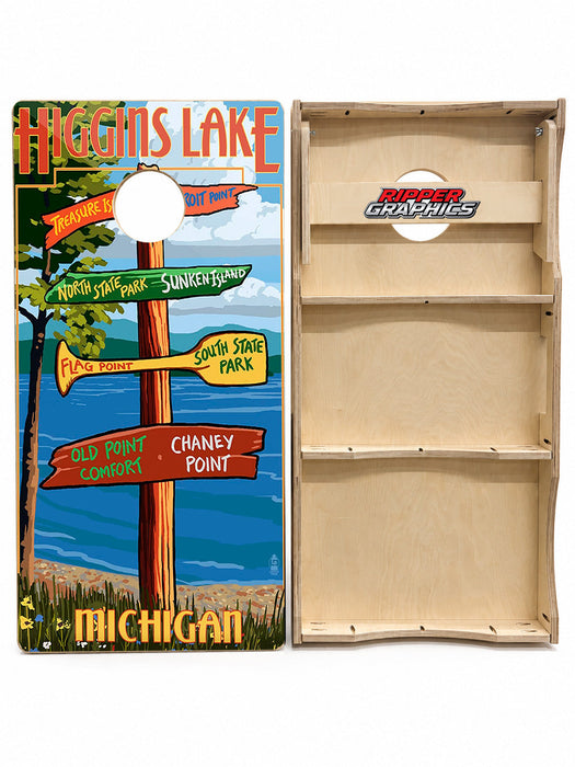 Higgins Lake Michigan Cornhole Design