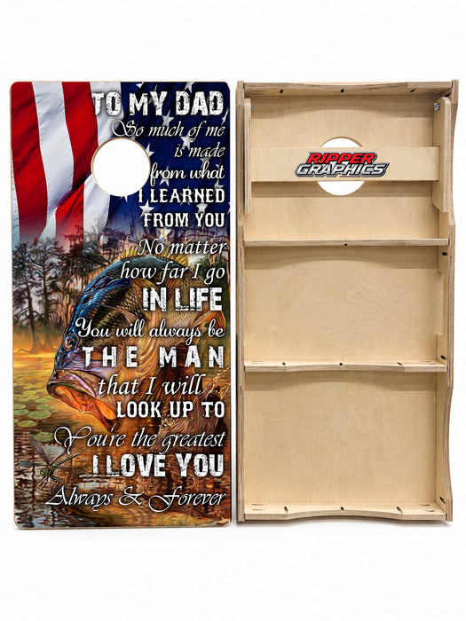 Bass Fishing Deer Hunting With Dad Cornhole Design