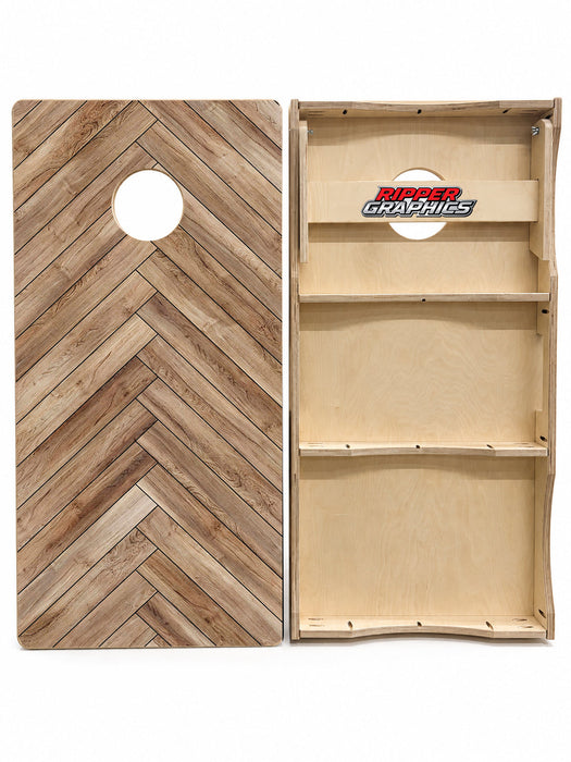 Herringbone Wood Cornhole Design