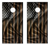 Wavy Wood American Flag Cornhole Design