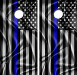 Blue Line Flag Cornhole Design