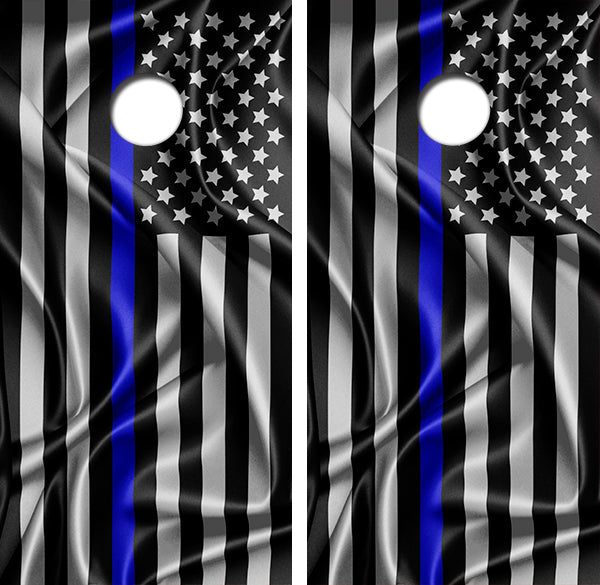 Blue Line Flag Cornhole Design