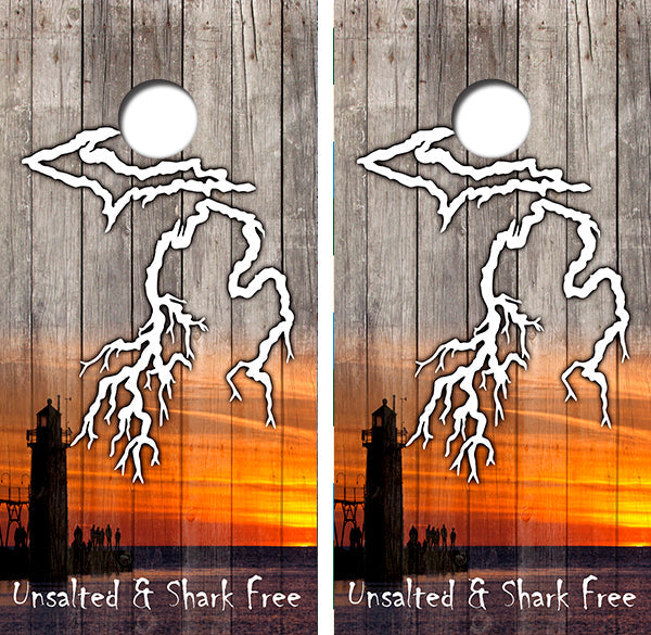 Michigan Unsalted & Shark Free Cornhole Design