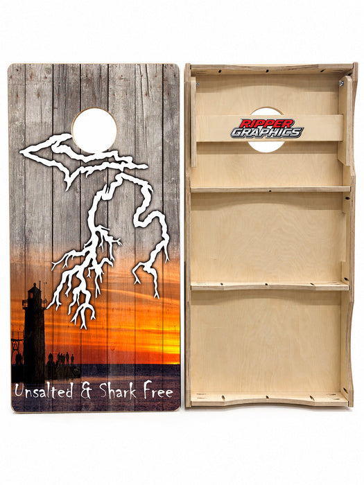 Michigan Unsalted & Shark Free Cornhole Design