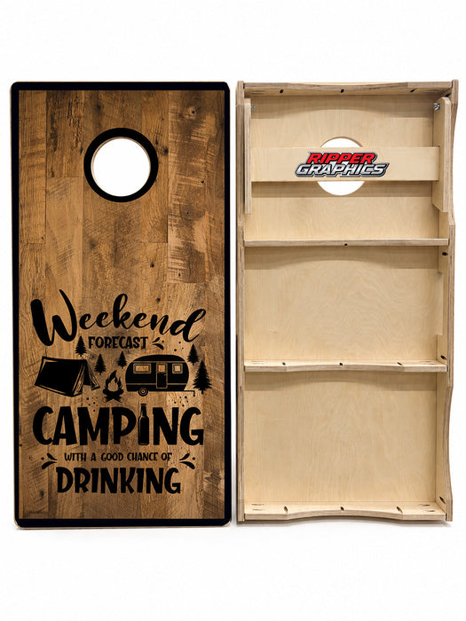 Weekend Camping Drinking Cornhole Design