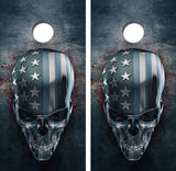 Chrome Skull American Flag Cornhole Design