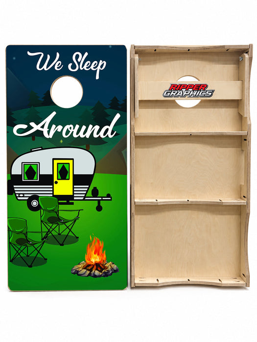 We Sleep Around Cornhole Design
