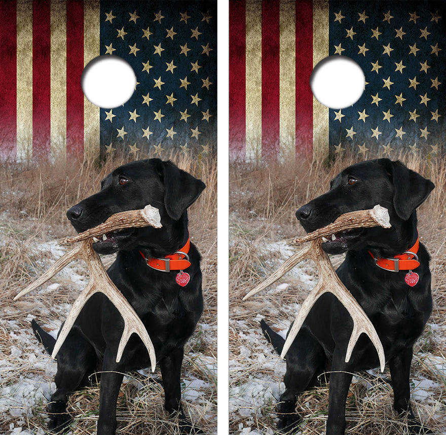 Shed Hunting Labrador Retriever Cornhole Design