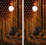 Wild Turkey American Flag Cornhole Design