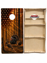 Wild Turkey American Flag Cornhole Design