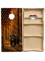 Black Bear American Flag Cornhole Design