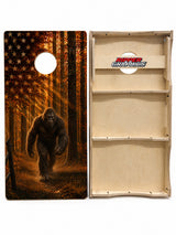 Sasquatch Big Foot American Flag Cornhole Design