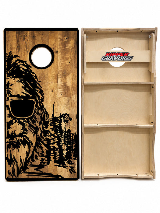 Sasquatch Big Foot American Flag Cornhole Design