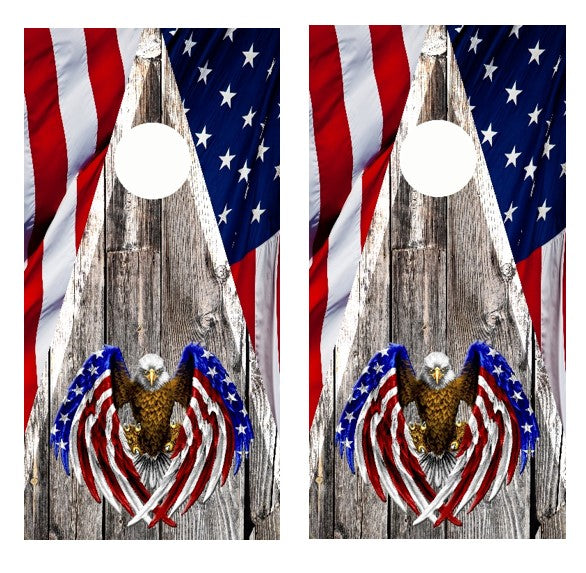 Bald Eagle American Flag Cornhole Design