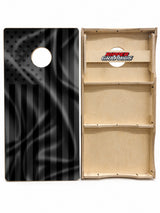 Wavy Black U.S. Flag Cornhole Design