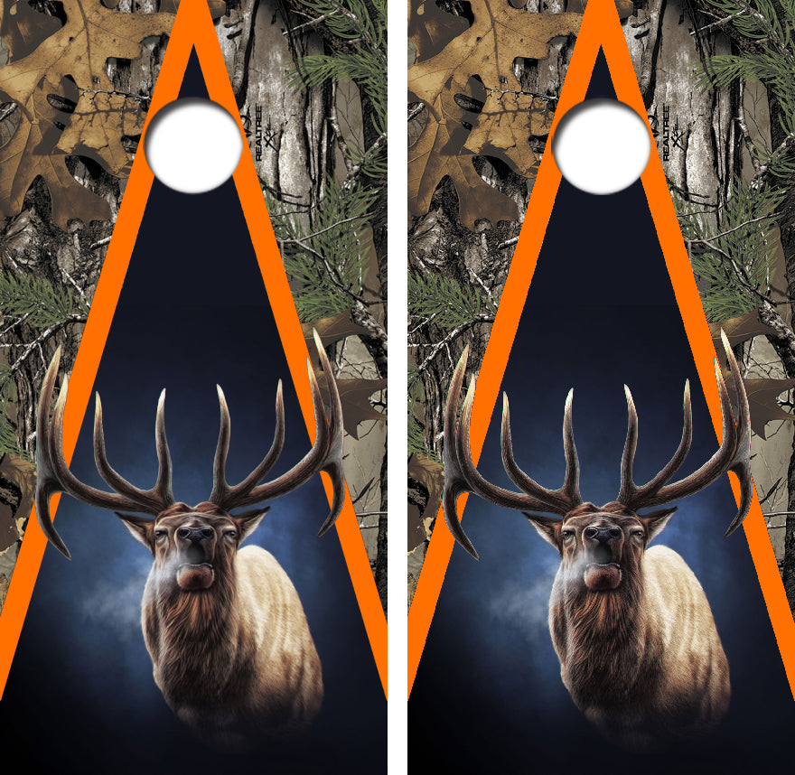 Bugling Bull Elk Cornhole Design