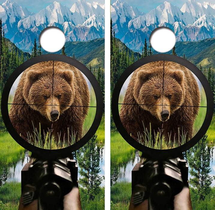 Hunting Grizzlies Cornhole Design