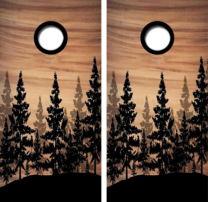 Rustic Pine Forest Cornhole Design