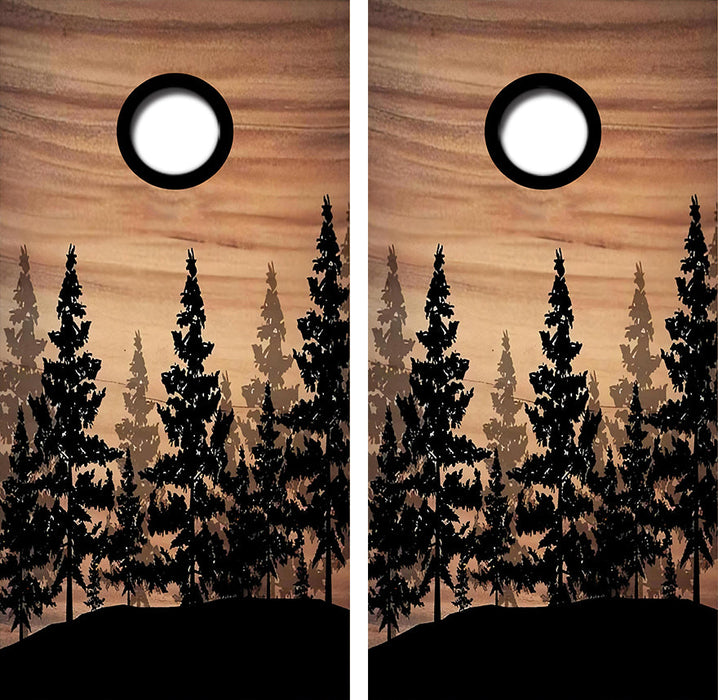 Rustic Pine Forest Cornhole Design