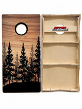 Rustic Pine Forest Cornhole Design