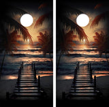 Moon Lit Pier Cornhole Design