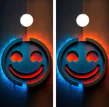 Happy Wooden Face Cornhole Design