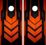 Orange Black Honeycomb Cornhole Design
