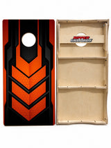 Orange Black Honeycomb Cornhole Design