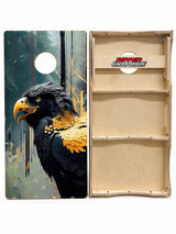 Black Gold Raven Cornhole Design