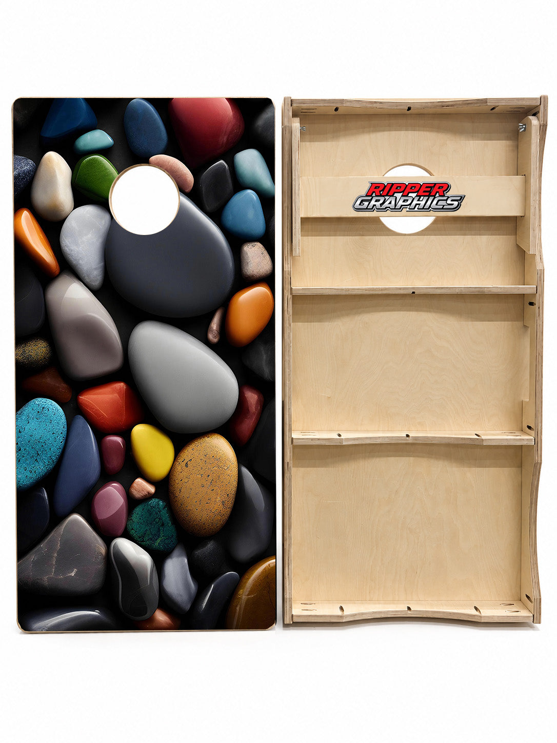 Colorful Rocks Cornhole Design