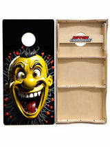 Crazy Happy Guy Cornhole Design