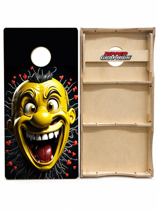Crazy Happy Guy Cornhole Design