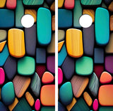 Colorful Rocks Cornhole Design