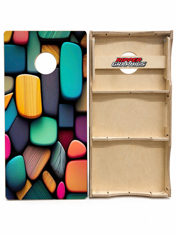 Colorful Rocks Cornhole Design