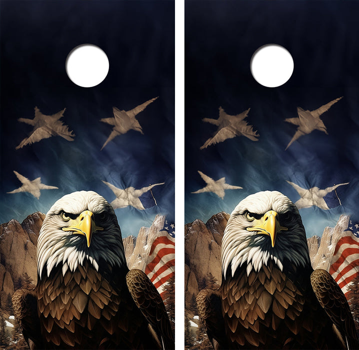 Bald Eagle American Flag Cornhole Design