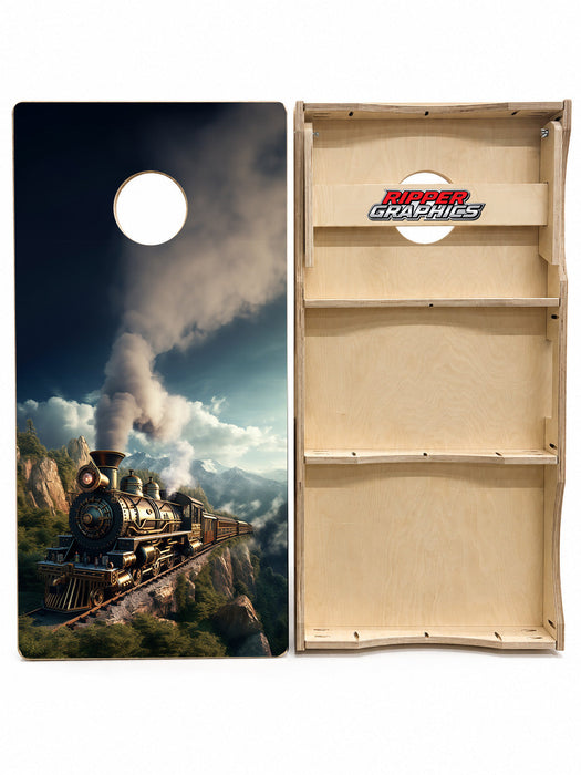 Steam Punk Style Train Cornhole Design