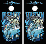 Marlin Fishing Reel It In Cornhole Design