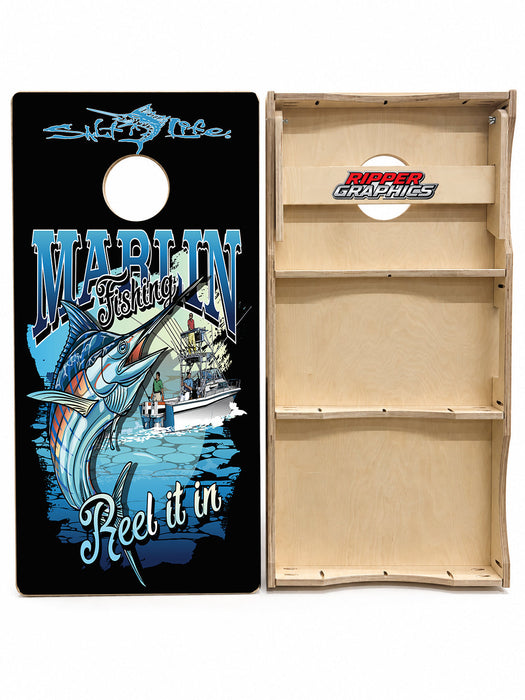 Marlin Fishing Reel It In Cornhole Design