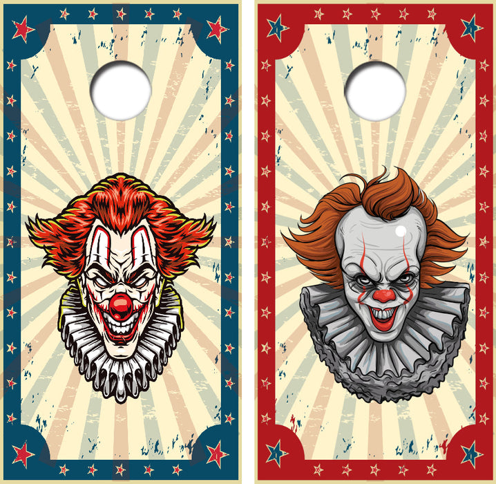 Evil Circus Clowns Cornhole Design
