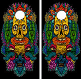 Psychedelic Skulls Cornhole Design